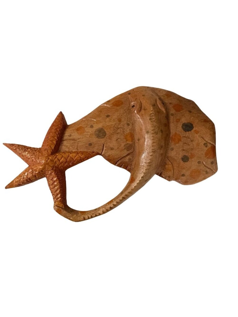 Hand Carved Wooden Elephant Head Sculpture Folk Art Tribal Decor Wall Hanging